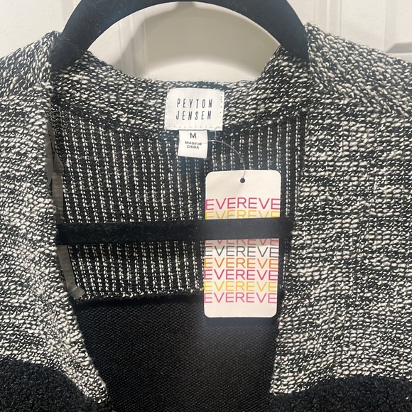 Evereve NWT Peyton Jensen Hadlee Striped black white Long Duster Cardigan M - Picture 4 of 10